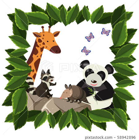 A Set of Happy Animal in Frame A Set of Happy Animal in Frame 58942896