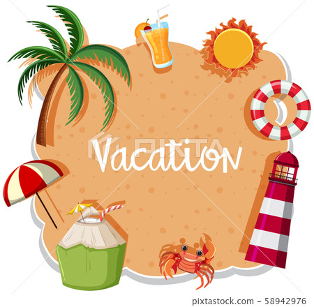 A Vacation Banner on Sand Background A Vacation Banner on Sand Background 58942976