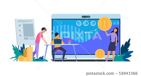 Leads generation. Conversion rate increasing and web content monetization concept with cartoon 58943366