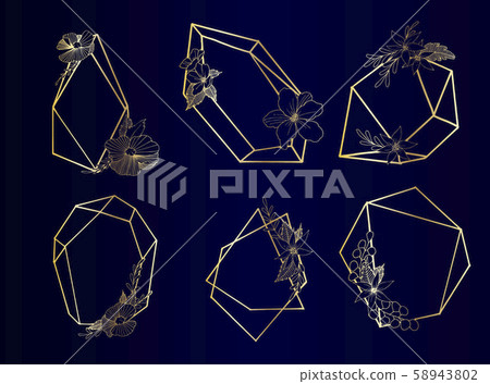 Set of Luxury Golden Crystal Shapes in a vector style isolated. 58943802