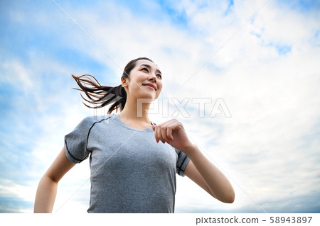 Female sports jogging running training Female sports jogging running training 58943897