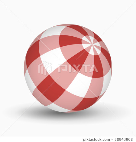 red and white tartan ball with shadow 58943908