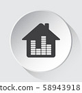 house with equalizer - gray icon on white button 58943918