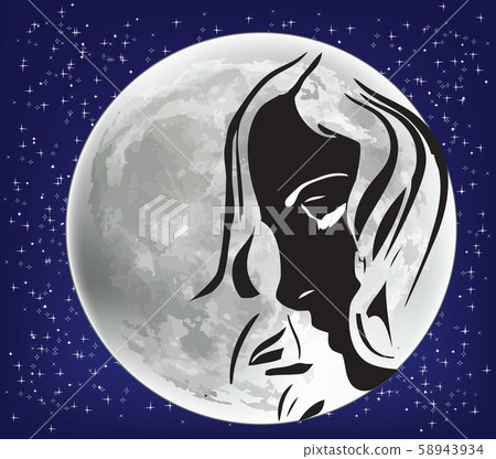 moon with reflected image of woman moon with reflected image of woman 58943934