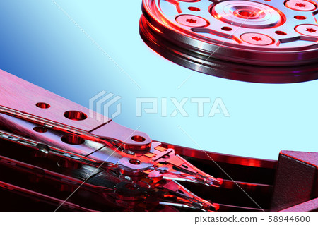 Disassembled computer hard disk drive, hdd with Disassembled computer hard disk drive, hdd with 58944600
