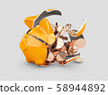 3d rendering of broken piggy bank with money 58944892