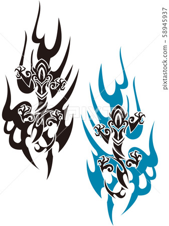Tribal. Salamander tattoo. Lizard sticker design. 58945937