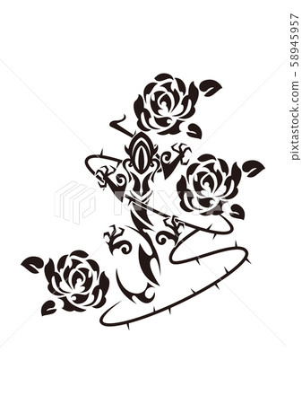 Tribal. Salamander tattoo. Lizard sticker design. 58945957