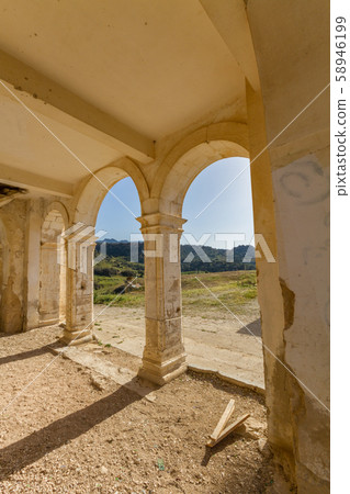 Arches of derelict Agios Georgios Church, Davlos, Cyprus 58946199