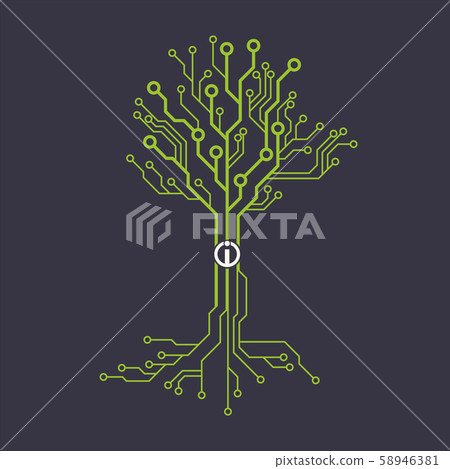 Circuit board tree symbol Circuit board tree symbol 58946381