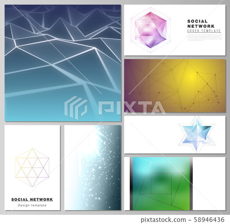 The minimalistic abstract vector layouts of modern social network mockups in popular formats. 3d 58946436