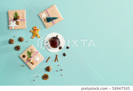 Handmade Christmas gift boxes with ornaments 58947585