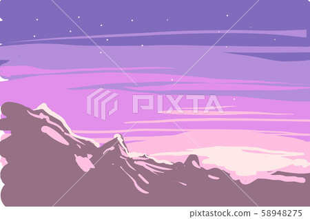 Vector of sunrise or sunset winter landscape on... - Stock Illustration ...