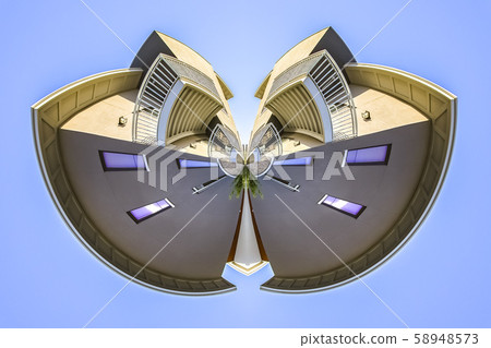 Dual radial bend of an apartment building Dual radial bend of an apartment building 58948573