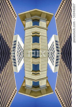 Abstract buildings in downtown made into shapes 58948807