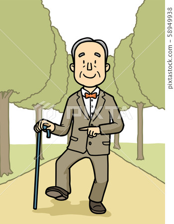 Illustration | Elderly | Grandpa | Gentleman | Cane | 58949938