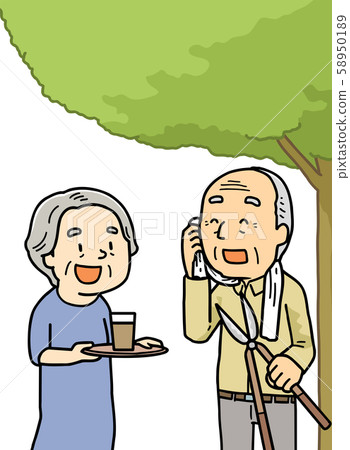 Illustration | Elderly | Planting | Pruning | 58950189