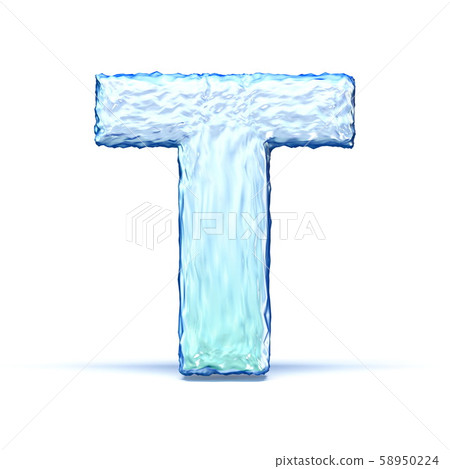 Ice crystal font letter T 3D 58950224