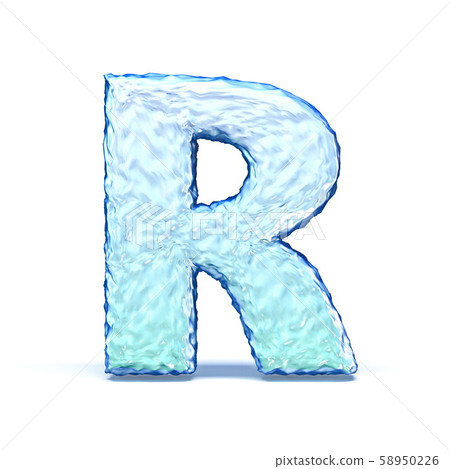 Ice crystal font letter R 3D 58950226