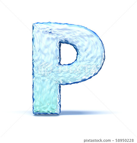 Ice crystal font letter P 3D 58950228
