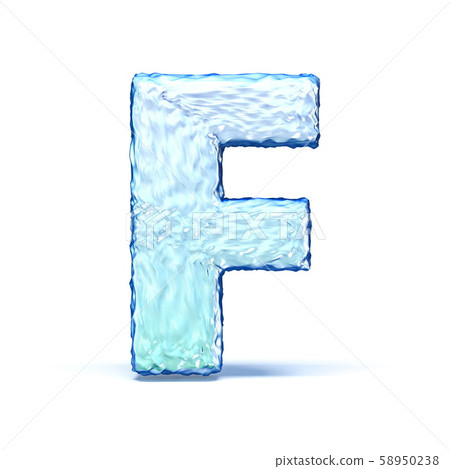 Ice crystal font letter F 3D 58950238