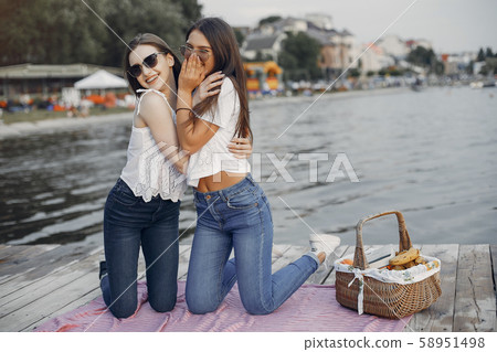 Two pretty girls in a summer park 58951498