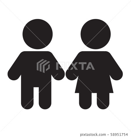 Children icon on white background. flat style. boy and girl icon for your web site design, logo, app, UI. kids couple symbol. Child sign. Children icon on white background. flat style. boy and girl icon for your web site design, logo, app, UI. kids couple symbol. Child sign. 58951754
