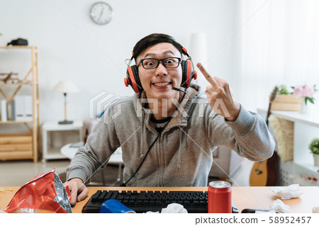 angry man look camera and showing middle finger angry man look camera and showing middle finger 58952457