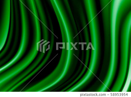 Realistic green silk satin fabric wave luxury background vector illustration. 58953954