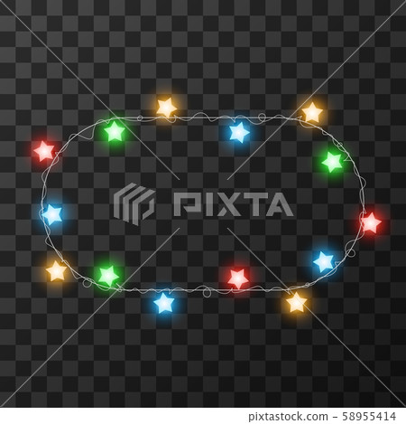 Christmas lights isolated on transparent background, vector illustration 58955414