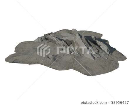 Heap of rubble and debris isolated on white 3d illustration 58956427