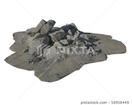 Heap of rubble and debris isolated on white 3d illustration 58956449