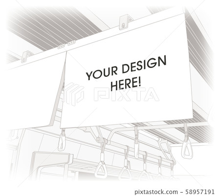 掛在火車上的廣告。用於計劃文件和演示文稿，例如促銷。 58957191