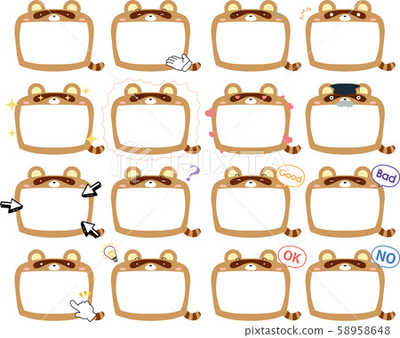 Tanuki whiteboard frame frame cute illustration bulletin board set 58958648