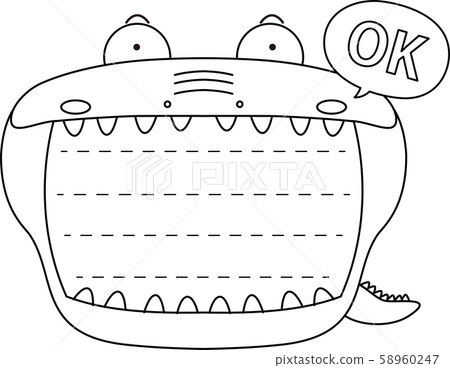 鱷魚記事本框架可愛的插圖 58960247