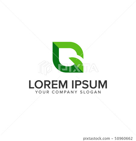 green leaf letter G logo design concept template 58960662
