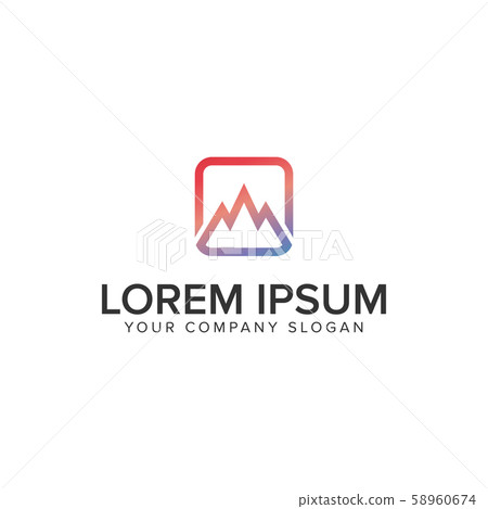 minimalist mountain logo design concept template - Stock Illustration ...
