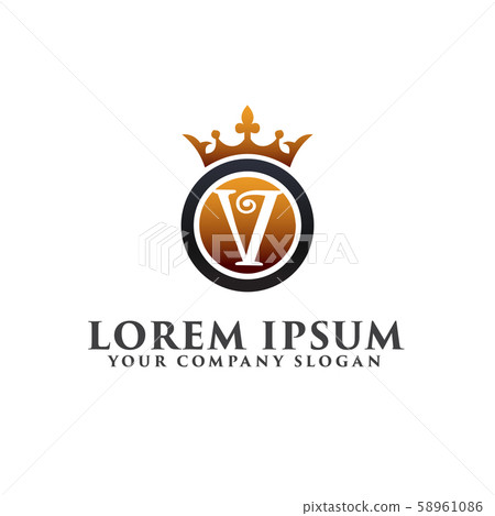 luxury Letter V with crown logo design concept 58961086