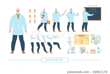 Professor Character Constructor Flat Vector Set Professor Character Constructor Flat Vector Set 58961178