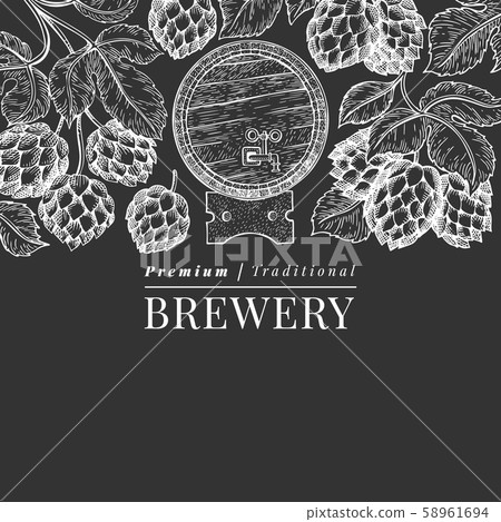 Beer and hop design template. Hand drawn vector 58961694