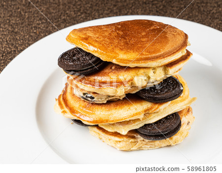 pancakes on the white plate 58961805