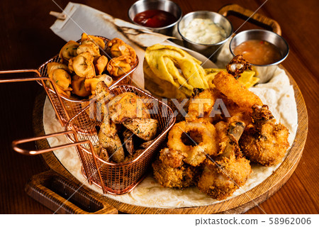 beer plate on the wooden background 58962006