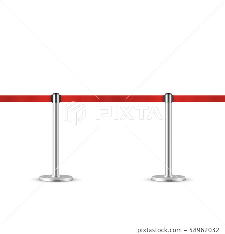 Retractable belt stanchion seamless illustration. Portable ribbon barrier. Retractable belt stanchion seamless illustration. Portable ribbon barrier. 58962032