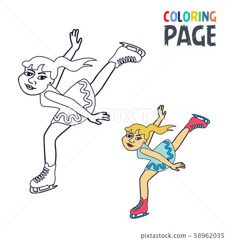 coloring page with woman ice skiing player cartoon coloring page with woman ice skiing player cartoon 58962035