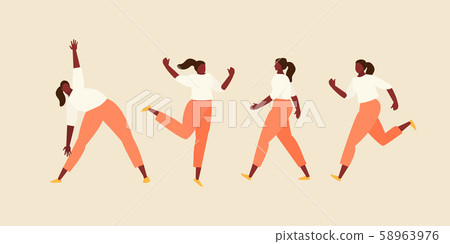 Girl in different movements vector set 58963976