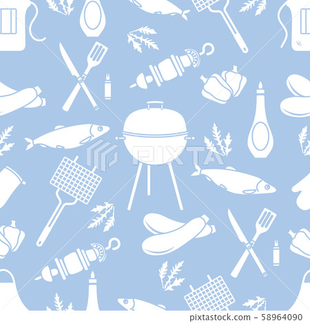 Seamless pattern with grill, barbecue tools BBQ Seamless pattern with grill, barbecue tools BBQ 58964090
