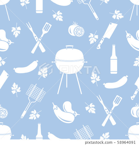 Seamless pattern with grill, barbecue tools BBQ Seamless pattern with grill, barbecue tools BBQ 58964091