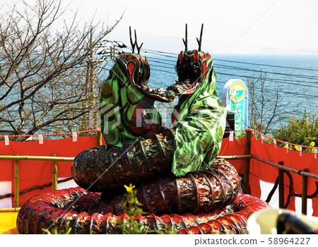 Yamatano Orochi "Binchu Kagura" held at the rape blossom festival at "Apricot Village" in Tajiri-cho, Fukuyama City 58964227