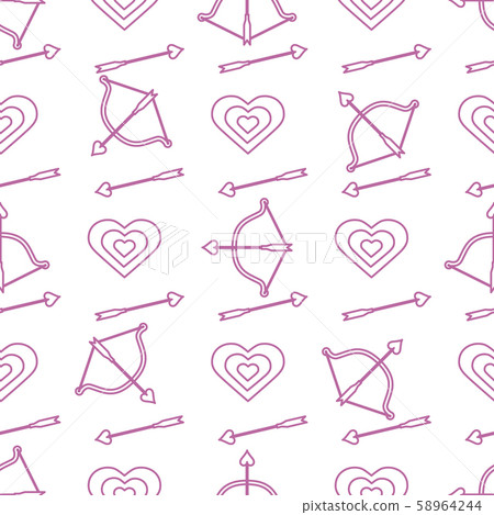 Seamless holiday pattern Bow, arrows, hearts. 58964244