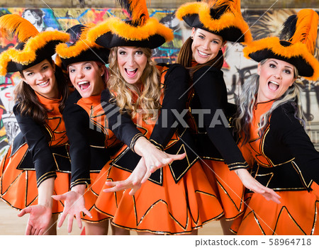 German folklore group dancing in Carnival Fasching on Rose Monday 58964718